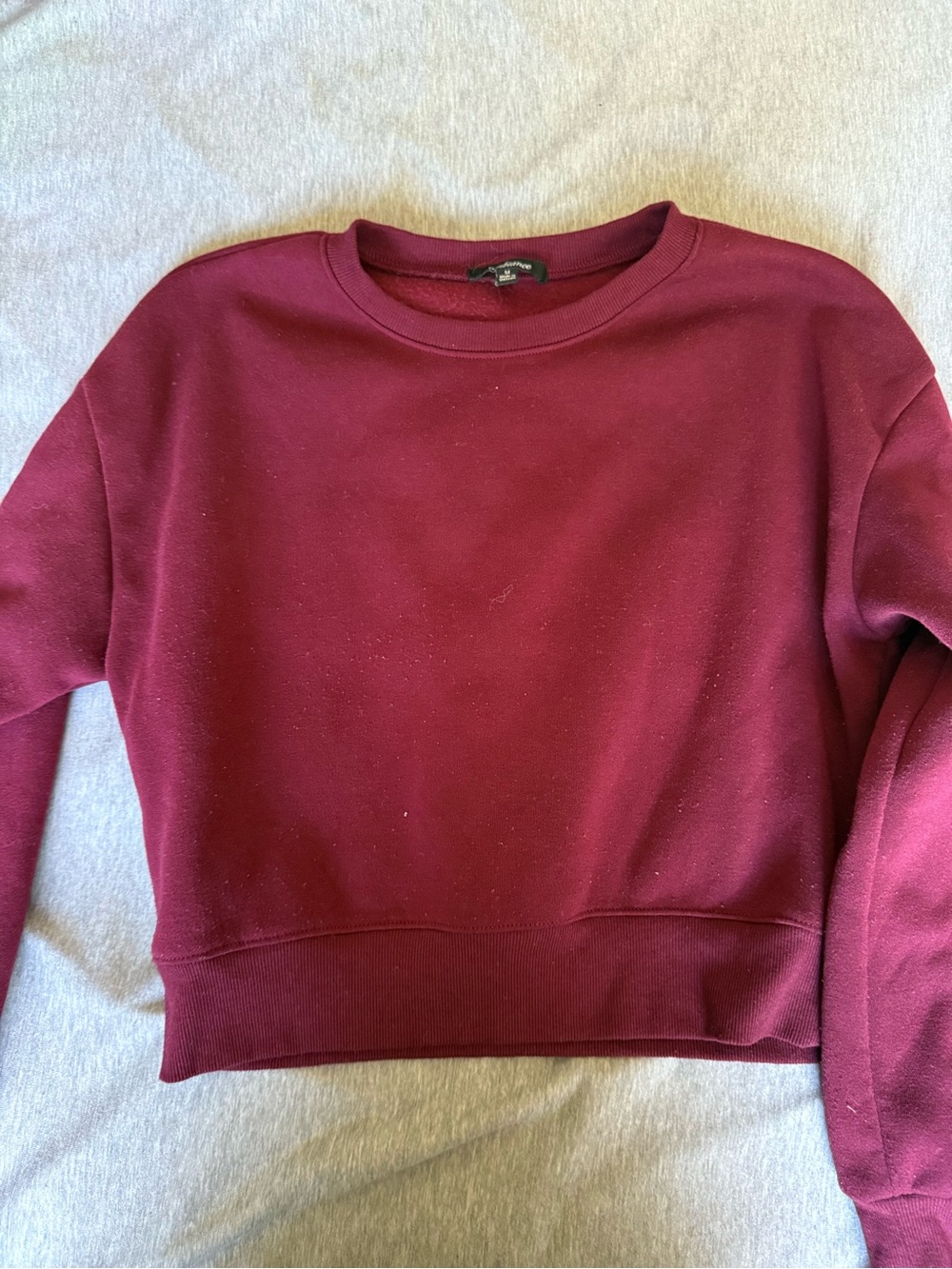 Cropped Crewneck Sweatshirt in Wine